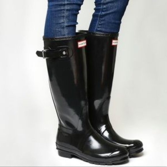 Hunter Shoes - Hunter Original Tall Glossy Black Wellies Rubber Boots